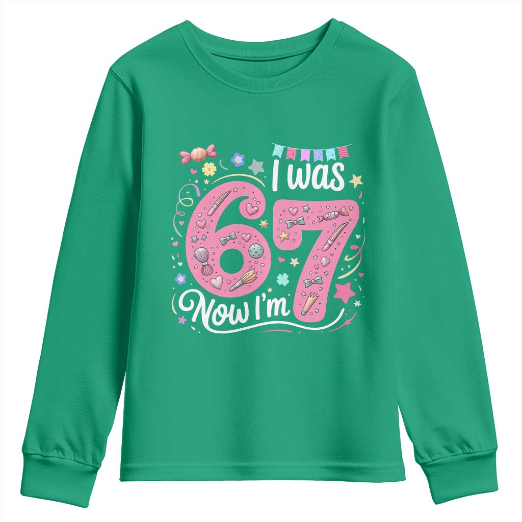 Seventh Birthday Girl Youth Sweatshirt I Was 6 Now I Am 7 Meme - Wonder Print Shop