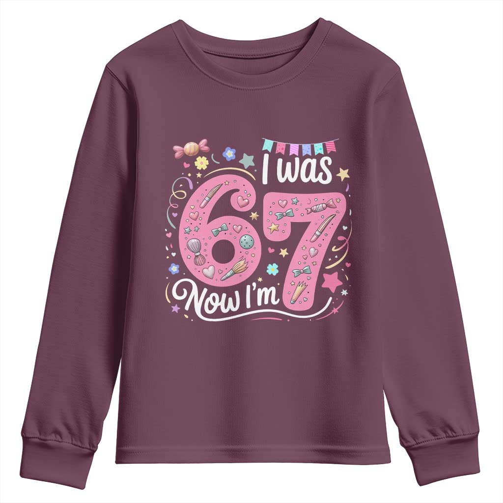 Seventh Birthday Girl Youth Sweatshirt I Was 6 Now I Am 7 Meme - Wonder Print Shop