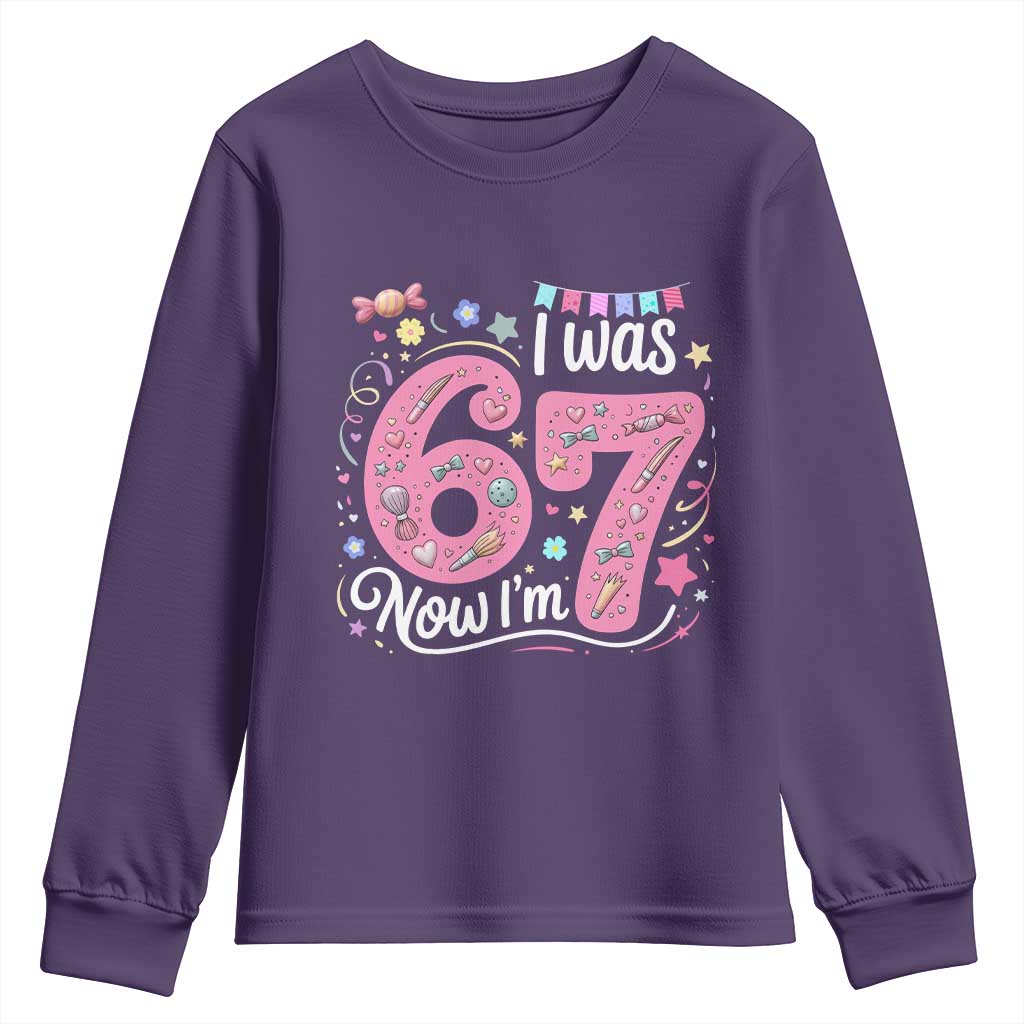 Seventh Birthday Girl Youth Sweatshirt I Was 6 Now I Am 7 Meme - Wonder Print Shop