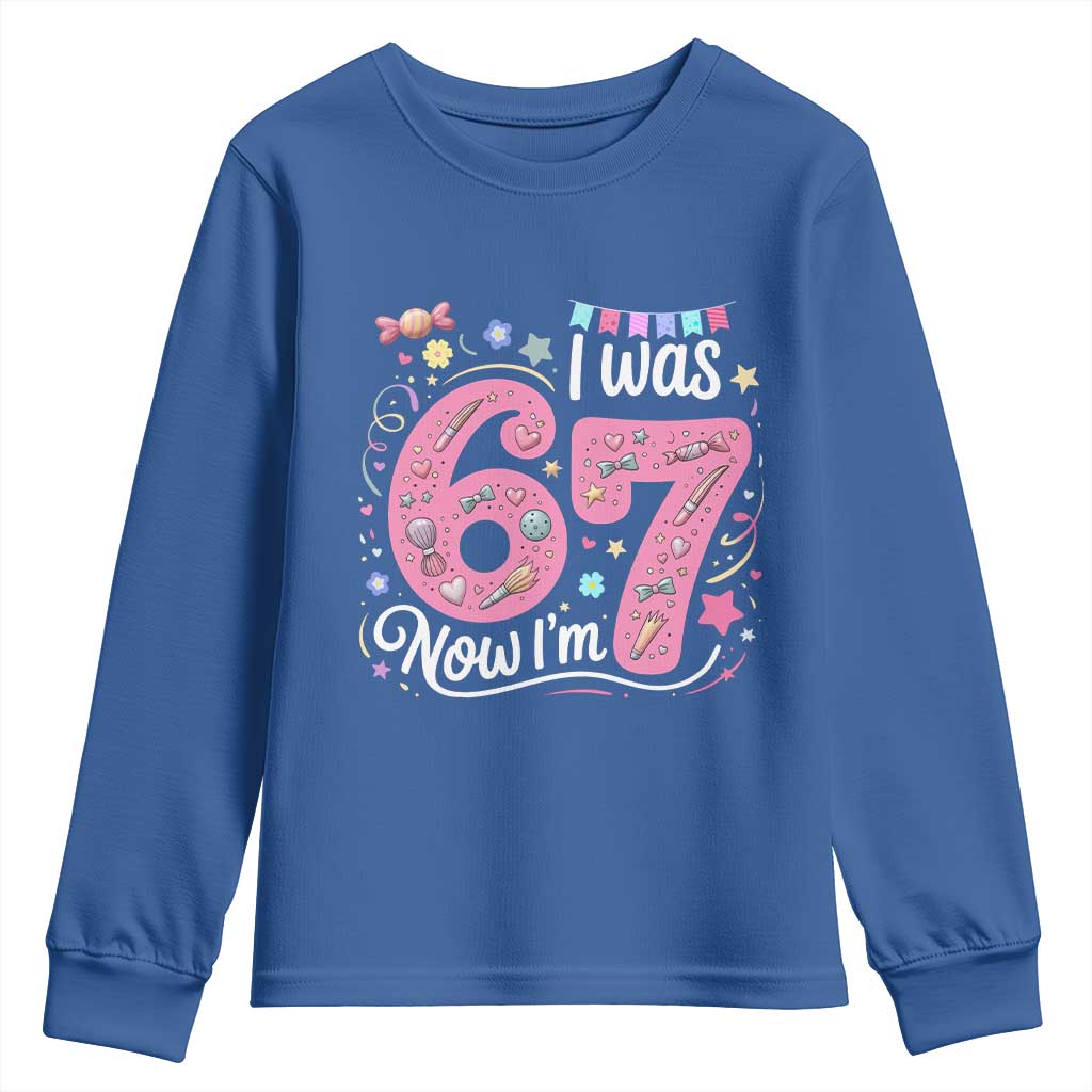 Seventh Birthday Girl Youth Sweatshirt I Was 6 Now I Am 7 Meme - Wonder Print Shop