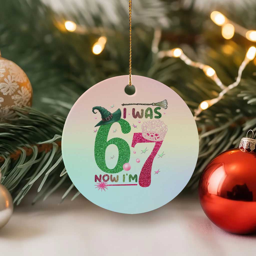 Birthday Girl I Was 6 Now I Am 7 Ceramic Ornament Gift For Alpha Kids - Wonder Print Shop