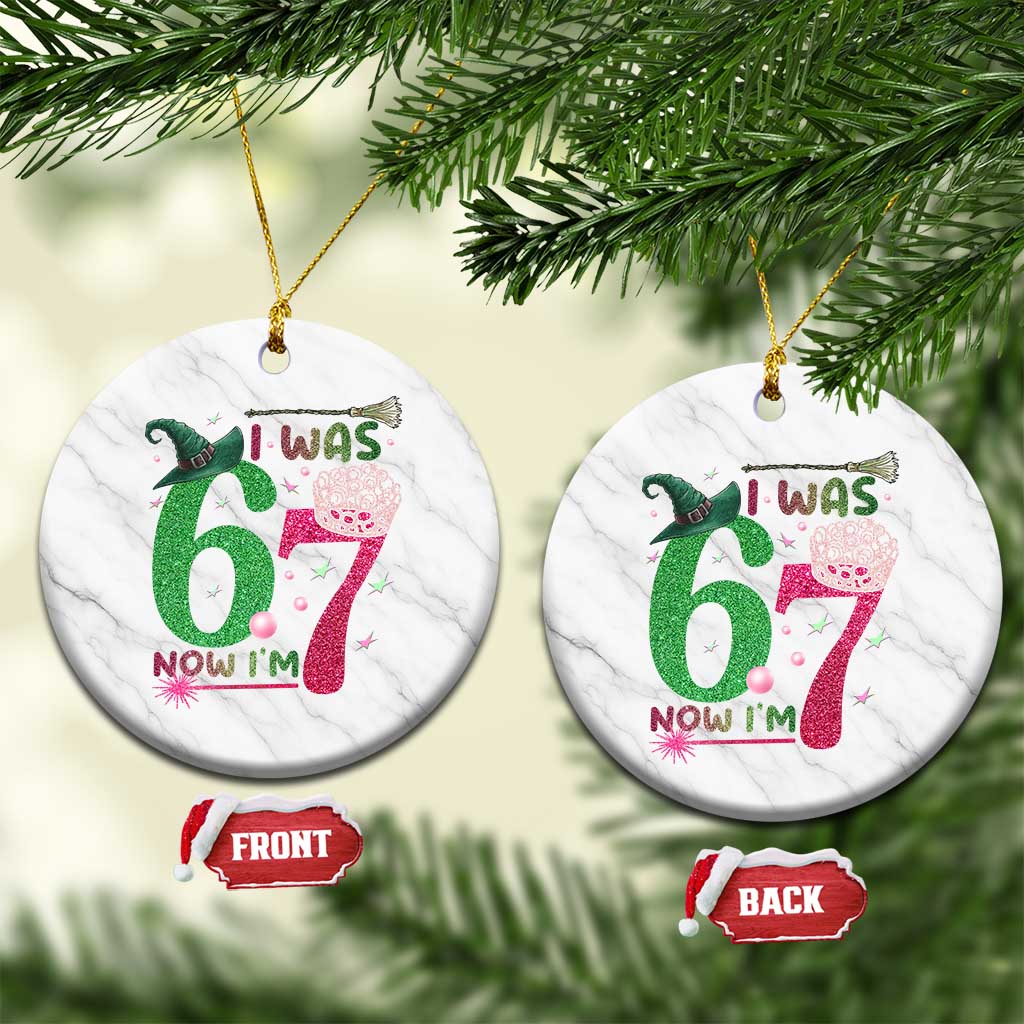 Birthday Girl I Was 6 Now I Am 7 Ceramic Ornament Gift For Alpha Kids - Wonder Print Shop
