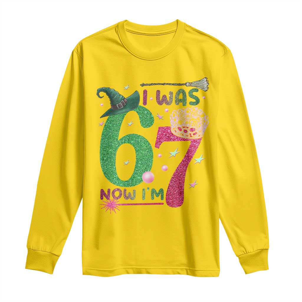 Birthday Girl I Was 6 Now I Am 7 Long Sleeve Shirt Gift For Alpha Kids - Wonder Print Shop