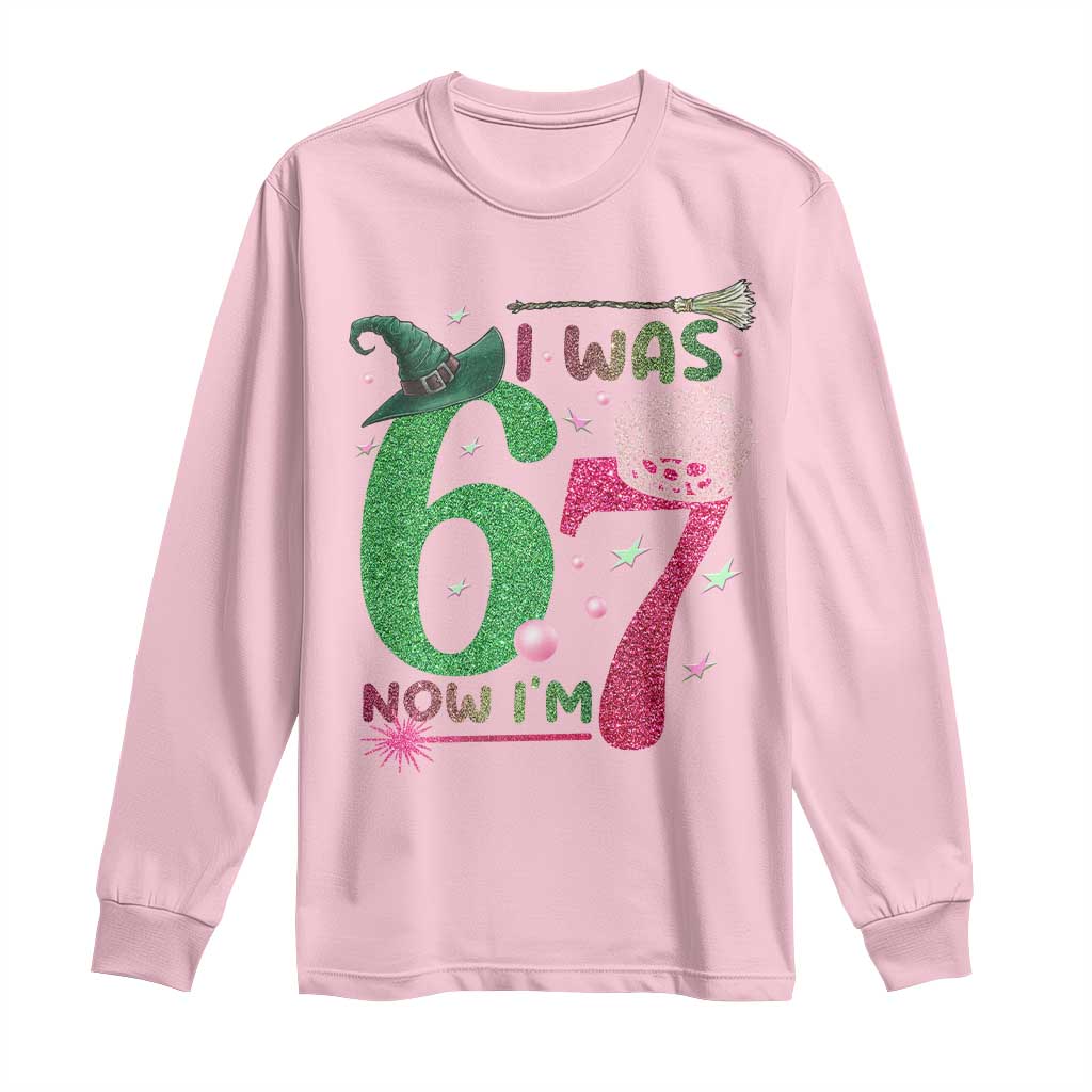 Birthday Girl I Was 6 Now I Am 7 Long Sleeve Shirt Gift For Alpha Kids - Wonder Print Shop