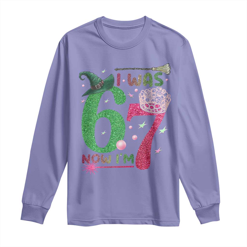Birthday Girl I Was 6 Now I Am 7 Long Sleeve Shirt Gift For Alpha Kids - Wonder Print Shop