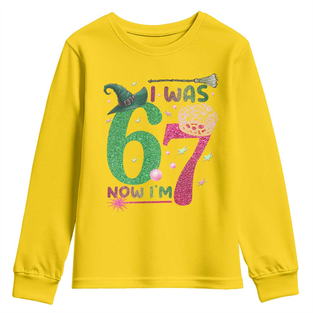 Birthday Girl I Was 6 Now I Am 7 Youth Sweatshirt Gift For Alpha Kids - Wonder Print Shop