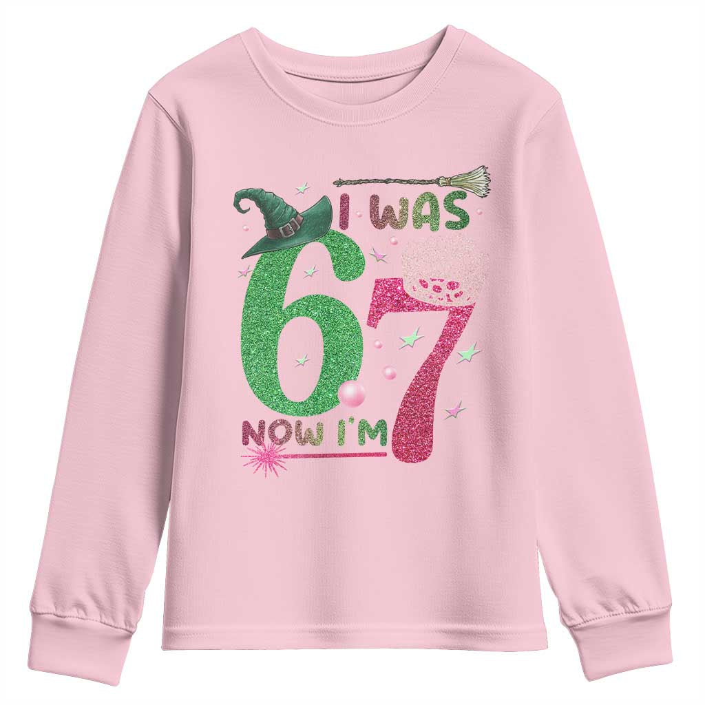 Birthday Girl I Was 6 Now I Am 7 Youth Sweatshirt Gift For Alpha Kids - Wonder Print Shop