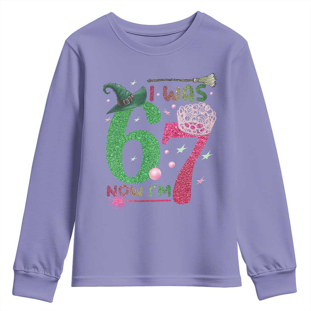 Birthday Girl I Was 6 Now I Am 7 Youth Sweatshirt Gift For Alpha Kids - Wonder Print Shop