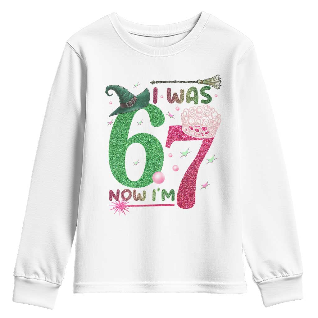 Birthday Girl I Was 6 Now I Am 7 Youth Sweatshirt Gift For Alpha Kids - Wonder Print Shop