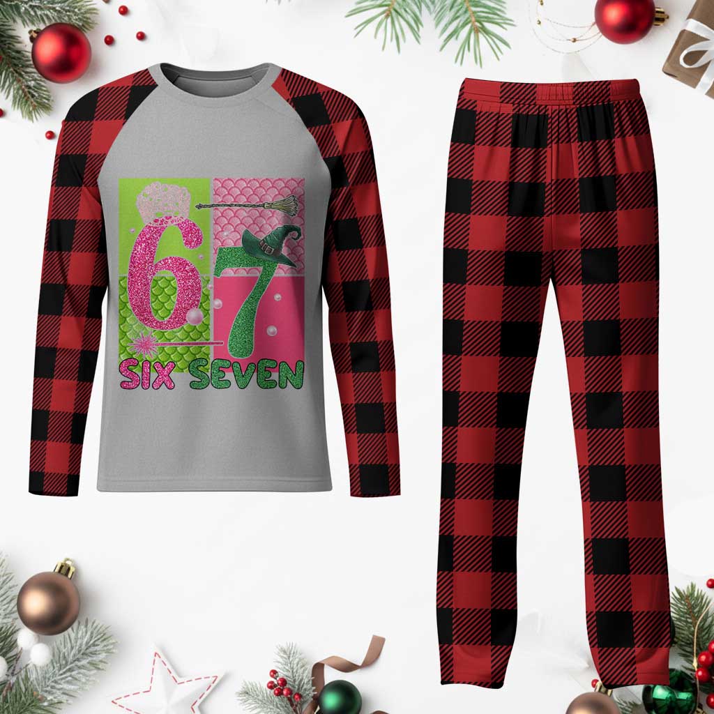 I Was Six Now I Am Seven Plaid Pajama Set Fantasy Birthday Girl - Wonder Print Shop