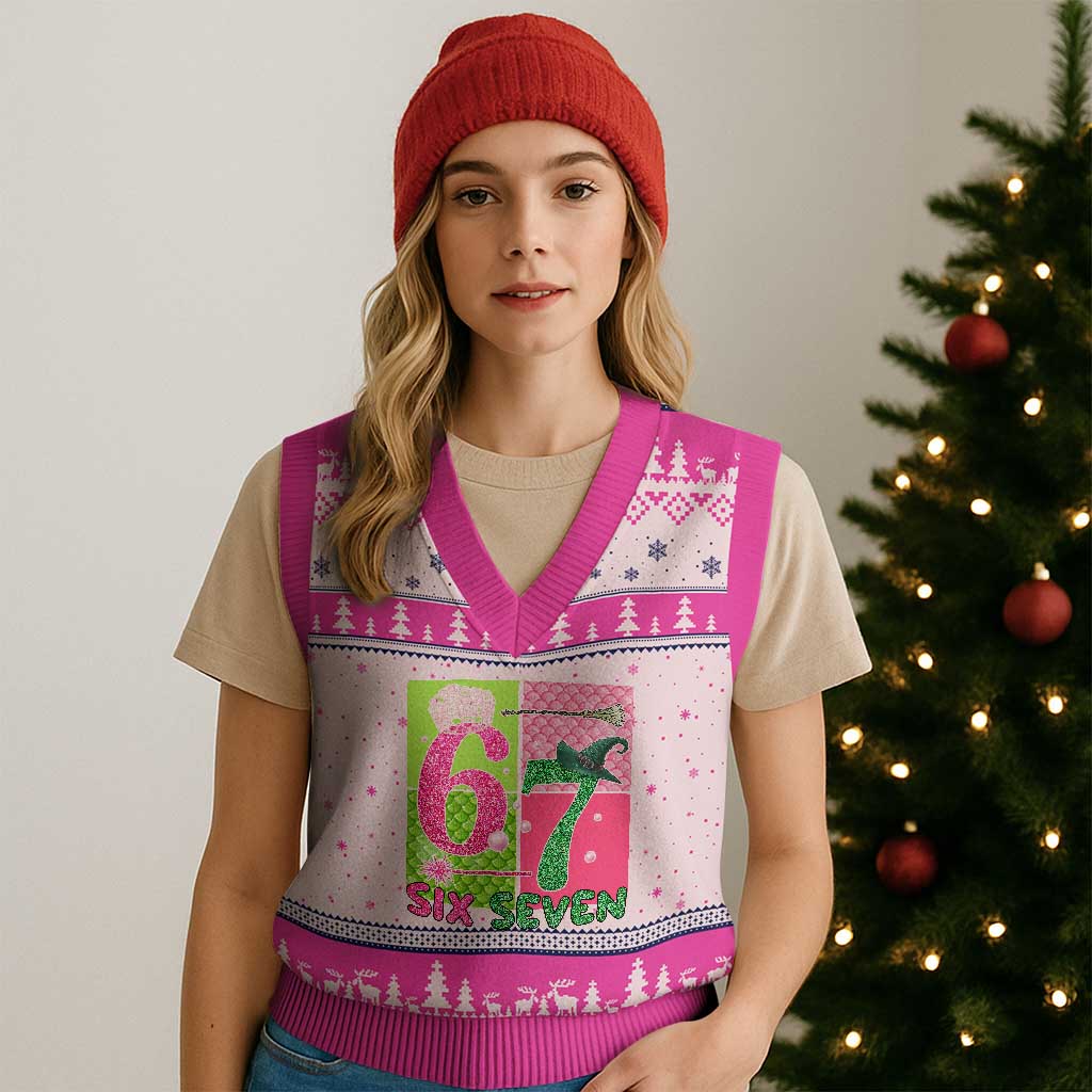 I Was Six Now I Am Seven V-Neck Knit Sweater Vest Fantasy Birthday Girl - Wonder Print Shop