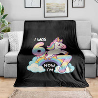 Funny Unicorn I Was 6 Now I Am 7 Throw Blanket Girl Seventh Birthday Gift - Wonder Print Shop