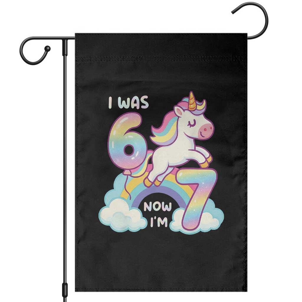 Funny Unicorn I Was 6 Now I Am 7 Garden Flag Girl Seventh Birthday Gift - Wonder Print Shop