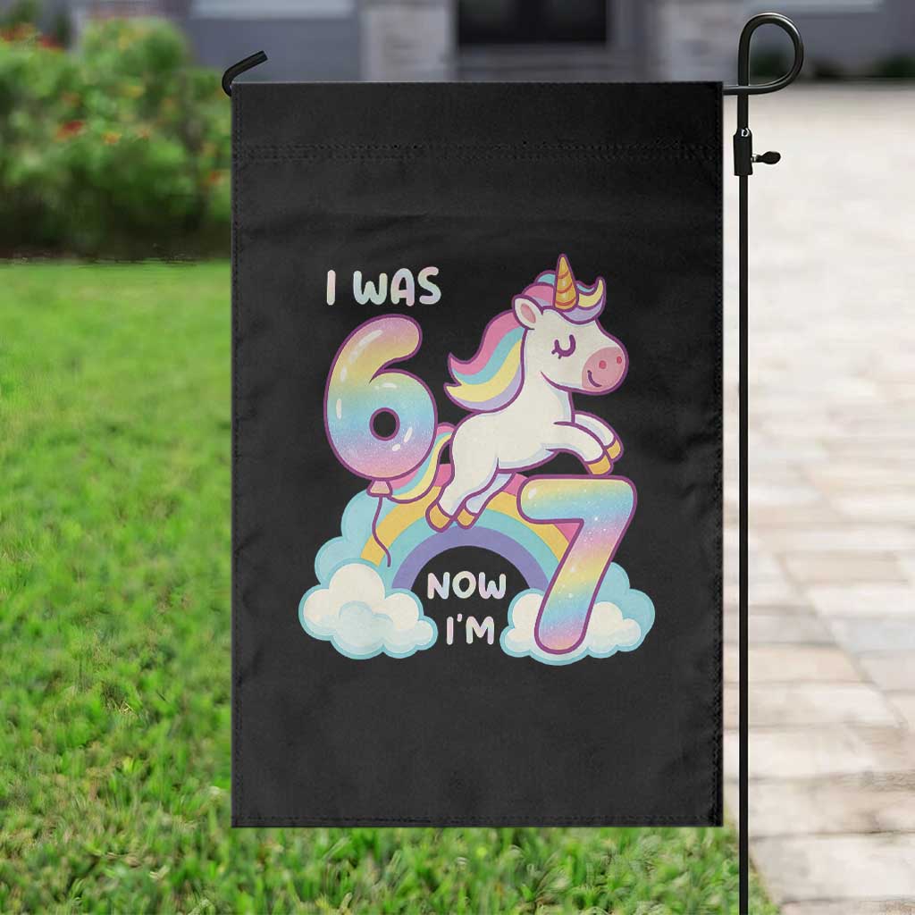 Funny Unicorn I Was 6 Now I Am 7 Garden Flag Girl Seventh Birthday Gift - Wonder Print Shop