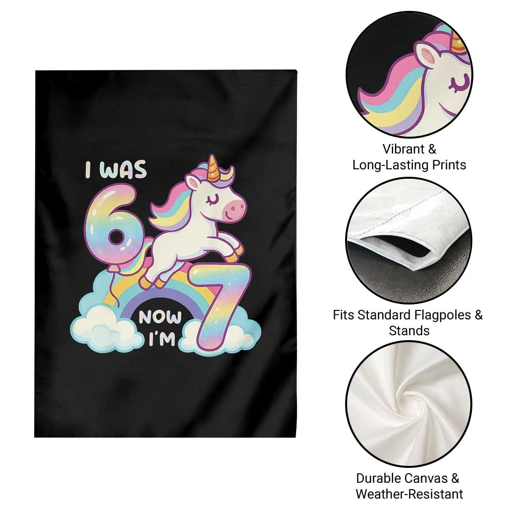 Funny Unicorn I Was 6 Now I Am 7 Garden Flag Girl Seventh Birthday Gift - Wonder Print Shop