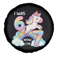 Funny Unicorn I Was 6 Now I Am 7 Spare Tire Cover Girl Seventh Birthday Gift - Wonder Print Shop