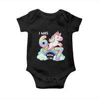 Funny Unicorn I Was 6 Now I Am 7 Baby Onesie Girl Seventh Birthday Gift - Wonder Print Shop