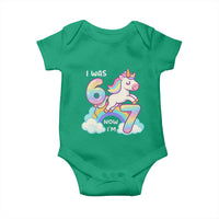 Funny Unicorn I Was 6 Now I Am 7 Baby Onesie Girl Seventh Birthday Gift - Wonder Print Shop