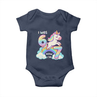 Funny Unicorn I Was 6 Now I Am 7 Baby Onesie Girl Seventh Birthday Gift - Wonder Print Shop