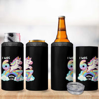 Funny Unicorn I Was 6 Now I Am 7 4 in 1 Can Cooler Tumbler Girl Seventh Birthday Gift - Wonder Print Shop