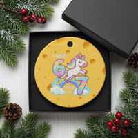 Funny Unicorn I Was 6 Now I Am 7 Ceramic Ornament Girl Seventh Birthday Gift - Wonder Print Shop