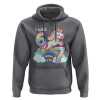 Funny Unicorn I Was 6 Now I Am 7 Hoodie Girl Seventh Birthday Gift - Wonder Print Shop