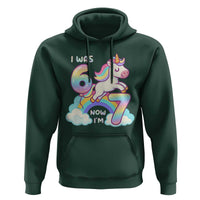 Funny Unicorn I Was 6 Now I Am 7 Hoodie Girl Seventh Birthday Gift - Wonder Print Shop