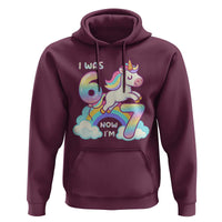 Funny Unicorn I Was 6 Now I Am 7 Hoodie Girl Seventh Birthday Gift - Wonder Print Shop