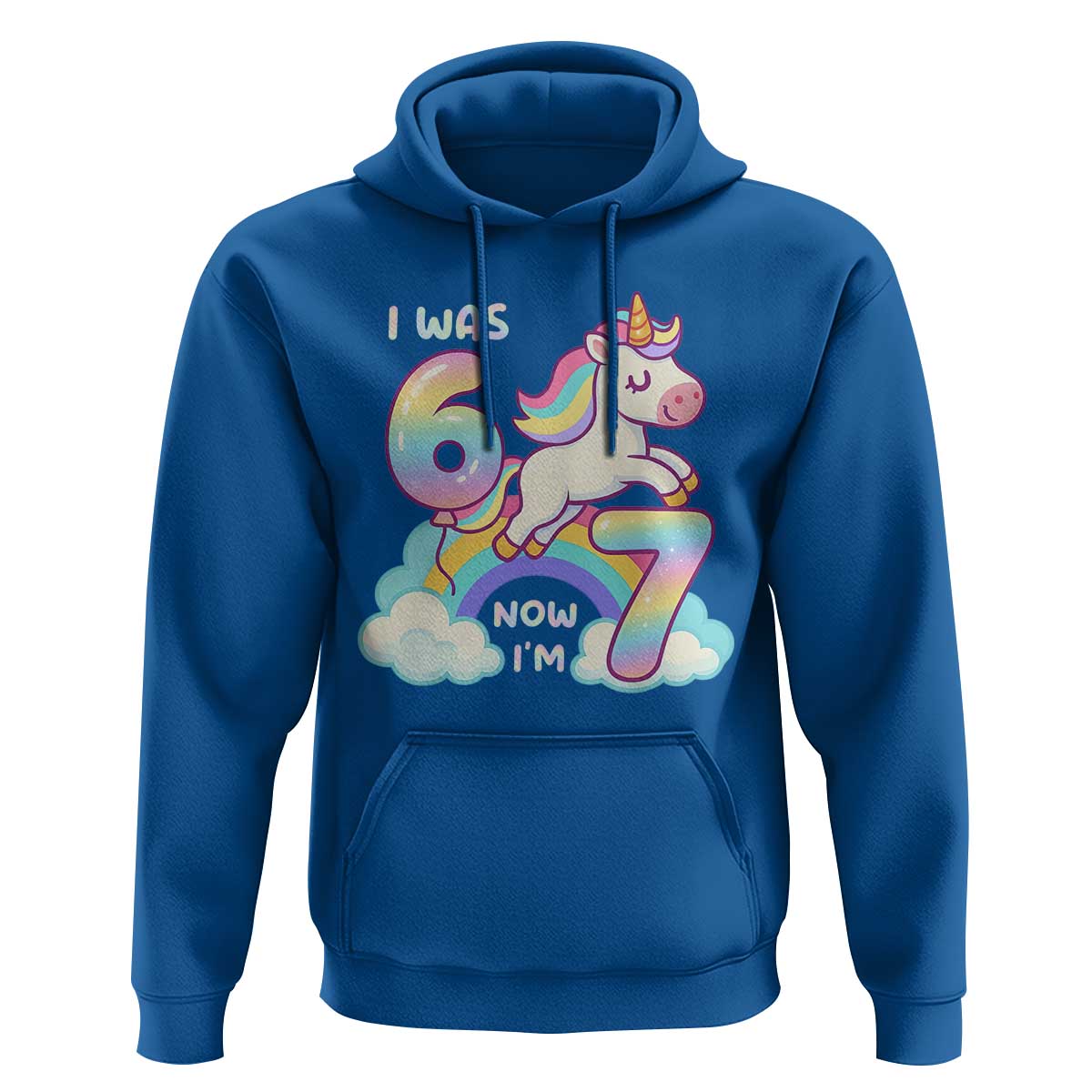Funny Unicorn I Was 6 Now I Am 7 Hoodie Girl Seventh Birthday Gift - Wonder Print Shop