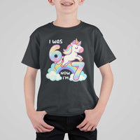 Funny Unicorn I Was 6 Now I Am 7 T Shirt For Kid Girl Seventh Birthday Gift - Wonder Print Shop