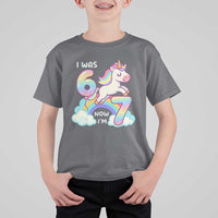 Funny Unicorn I Was 6 Now I Am 7 T Shirt For Kid Girl Seventh Birthday Gift - Wonder Print Shop