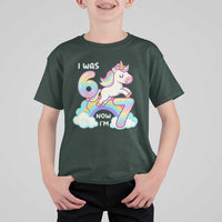 Funny Unicorn I Was 6 Now I Am 7 T Shirt For Kid Girl Seventh Birthday Gift - Wonder Print Shop
