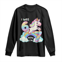 Funny Unicorn I Was 6 Now I Am 7 Long Sleeve Shirt Girl Seventh Birthday Gift - Wonder Print Shop