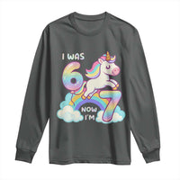 Funny Unicorn I Was 6 Now I Am 7 Long Sleeve Shirt Girl Seventh Birthday Gift - Wonder Print Shop