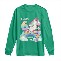 Funny Unicorn I Was 6 Now I Am 7 Long Sleeve Shirt Girl Seventh Birthday Gift - Wonder Print Shop