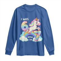 Funny Unicorn I Was 6 Now I Am 7 Long Sleeve Shirt Girl Seventh Birthday Gift - Wonder Print Shop