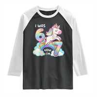 Funny Unicorn I Was 6 Now I Am 7 Raglan Shirt Girl Seventh Birthday Gift - Wonder Print Shop