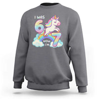 Funny Unicorn I Was 6 Now I Am 7 Sweatshirt Girl Seventh Birthday Gift - Wonder Print Shop