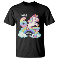 Funny Unicorn I Was 6 Now I Am 7 T Shirt Girl Seventh Birthday Gift - Wonder Print Shop