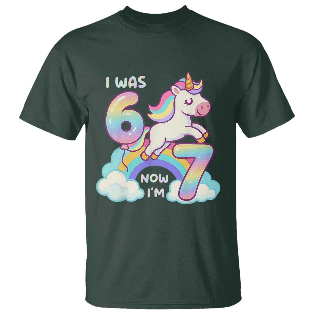 Funny Unicorn I Was 6 Now I Am 7 T Shirt Girl Seventh Birthday Gift - Wonder Print Shop