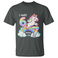 Funny Unicorn I Was 6 Now I Am 7 T Shirt Girl Seventh Birthday Gift - Wonder Print Shop