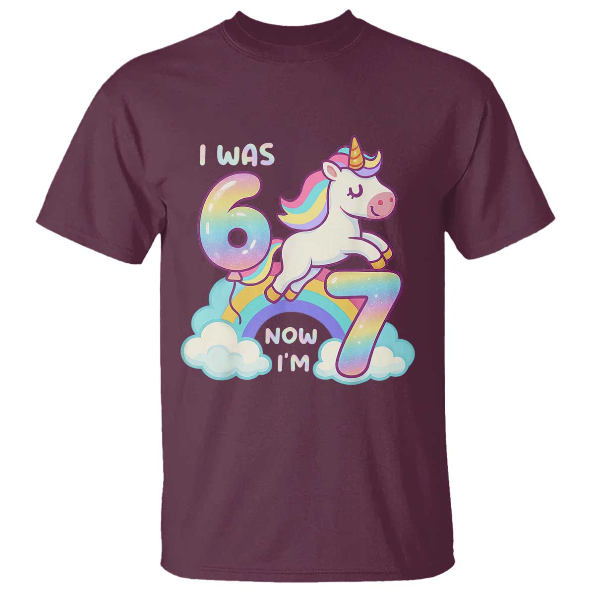 Funny Unicorn I Was 6 Now I Am 7 T Shirt Girl Seventh Birthday Gift - Wonder Print Shop