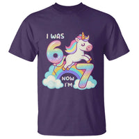 Funny Unicorn I Was 6 Now I Am 7 T Shirt Girl Seventh Birthday Gift - Wonder Print Shop