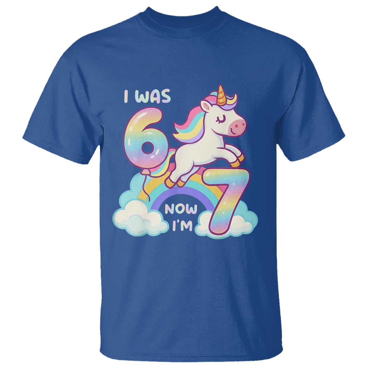 Funny Unicorn I Was 6 Now I Am 7 T Shirt Girl Seventh Birthday Gift - Wonder Print Shop