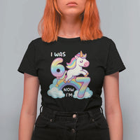 Funny Unicorn I Was 6 Now I Am 7 T Shirt For Women Girl Seventh Birthday Gift - Wonder Print Shop