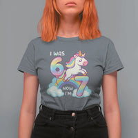 Funny Unicorn I Was 6 Now I Am 7 T Shirt For Women Girl Seventh Birthday Gift - Wonder Print Shop
