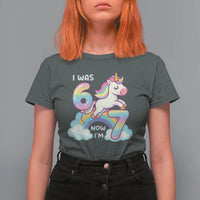 Funny Unicorn I Was 6 Now I Am 7 T Shirt For Women Girl Seventh Birthday Gift - Wonder Print Shop