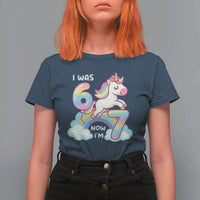 Funny Unicorn I Was 6 Now I Am 7 T Shirt For Women Girl Seventh Birthday Gift - Wonder Print Shop