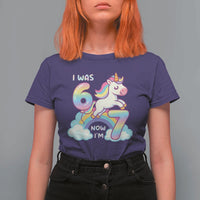 Funny Unicorn I Was 6 Now I Am 7 T Shirt For Women Girl Seventh Birthday Gift - Wonder Print Shop