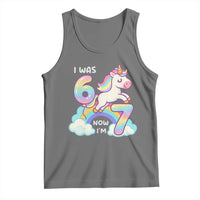 Funny Unicorn I Was 6 Now I Am 7 Tank Top Girl Seventh Birthday Gift - Wonder Print Shop